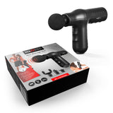 MAXXMEE Mini-Massage Gun Smart Grip schwarz, kraftvolles Massagegerät mit 5 Stufen, ergonomisch, 4 Aufsätze, 50 Min Laufzeit, Lithium-Ionen-Akku.