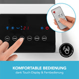 MAXXMEE Luftkühler Mobil 80 W mit Touch-Display und Fernbedienung für einfache Steuerung der Funktionen.