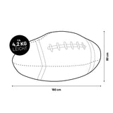 LUMALAND Football-Sitzsack, 4,2 kg, 160x80 cm, leicht, langlebig, extrastarke Nähte, komfortable EPS-Füllung, pflegeleicht, versteckter Reißverschluss.