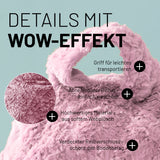 LUMALAND Luxury Fluffy Sitzsack stylischer Webplüsch Beanbag in Pastel Pink mit abnehmbarem Bezug und Griff zum leichten Transportieren.