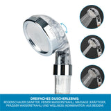 EASYmaxx Wellness-Duschkopf Mineralperlen mit 3 Wasserstrahl-Modi, Spart 30% Wasser, 344 Mikrodüsen, Wasserfilterfunktion, 1/2 Zoll Anschlüsse