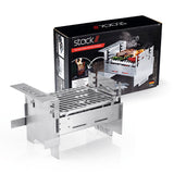 STACK Grill - Grill und Feuerstelle, mobiler Edelstahlgrill mit höhenverstellbarem Rost und praktischem Stecksystem für 2-5 Personen.