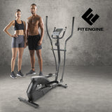 FitEngine Crosstrainer - belastbar bis 150 kg, 10 Schwierigkeitsstufen, Pulssensoren, großes Display, rutschfeste Pedale