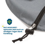 Hoberg Heizstrahler-Schutzhülle mit einfachem Reißverschluss und Kordelzug für sicheren Halt bei Wind und Wetter.