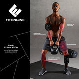 FitEngine EMS Arm- und Bein-Manschetten, schwarz, zur elektrischen Muskelstimulation von Arm- und Beinmuskeln, verstellbar mit Klettverschluss.