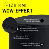 LUMALAND Sitzsack Pouf (50 L) Schwarz mit abnehmbarem Bezug, wasserabweisendem Material, extrastarken Nähten und verdecktem Reißverschluss.