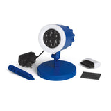 S04 LED-Motivstrahler 7,5W blau/weiß mit Logo, wetterbeständig, mit Erdspieß und Indoor-Sockel für rotierende FC Schalke 04 Projektion.