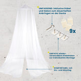 HOBERG Insekten-Baldachin mit Dübeln und Klebehaken, XL für Einzel- & Doppelbetten, einfacher Einstieg, Montage zum Bohren oder Kleben.