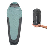 Where Tomorrow Camping Schlafsack Small & Light – Mumienschlafsack wasserabweisend mit Tasche, 220x80x50 cm, Hellblau-Grau, kompakt und leicht.
