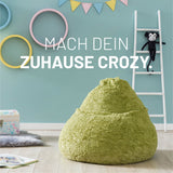 LUMALAND Luxury Fluffy Sitzsack stylischer Webplüsch Beanbag 120L Füllung in Grün, weiches und robustes Sitzkissen für modernen Wohnstil.