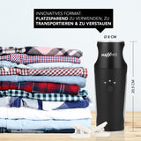 MAXXMEE Hemden- & Blusenbügler Kompakt schwarz/silber platzsparend, 3 Stufen Trocknungszeit, ideal für Reisen und schnelles Glätten.