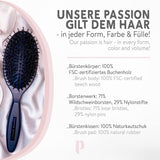 PONY PUFFIN Haarbürste - Balmy Brush Bürste aus FSC-Buchenholz mit 71% Wildschweinborsten und 29% Nylonstiften, naturkautschukpolster.