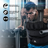 FitEngine Gewichtsweste 20 kg mit verstellbarem Doppel-Klettverschluss und atmungsaktivem Material für intensives Training bei diversen Übungen.