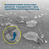 Hoberg Gartenmöbel-Abdeckung mit Kordelzug, wetterfest, wasserabweisend dank Abperleffekt und Innenbeschichtung, UV-beständig und robust.