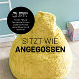 LUMALAND Luxury Fluffy Sitzsack stylischer Webplüsch Beanbag Gelb mit 120L Füllung, passt sich flexibel der Körperform an.
