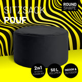 LUMALAND Sitzsack Pouf (50 L) – moderner, schwarzer Sitzhocker für In- und Outdoor, langlebig und leicht, mit hochwertiger Füllung.