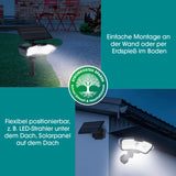 EASYmaxx LED-Solarstrahler mit Bewegungsmelder - schwarz, flexibel positionierbar, inklusive Solarpanel und Bewegungsmelder für Garten und Terrasse.