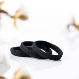 fairtye Haargummi schwarz - 3er-Set aus Bio-Baumwolle und Naturkautschuk, elastisch, nahtlos, ohne Metall, starker Halt, wiederverwendbar