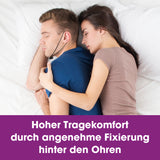 VITALmaxx Anti-Schnarch-Gerät - schwarz zeigt hohen Tragekomfort durch angenehme Fixierung hinter den Ohren beim Schlafen.