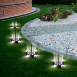 GARVIDA Solar-Bodenleuchte Dämmerungssensor - 4er-Set mit hellem Licht und Erdspießen für festen Halt im Gartenweg beleuchtet.