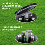 EASYmaxx Flaschenkühler – Getränke im Boden gekühlt und griffbereit, ideal für Outdoor ohne Stromverbrauch.
