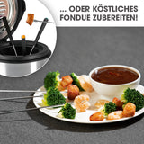 GOURMETmaxx Fritteuse mit Fondue-Set aus Edelstahl/schwarz mit Fondue-Aufsatzring und 6 Gabeln für köstliches Fondue.