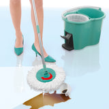 CLEANmaxx Power-Wischmopp türkis mit Zwei-Kammer-Filtersystem, Eimer, waschbarem Mopp und Auswringen ohne Bücken.