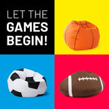 LUMALAND Football-Sitzsack in braun, bequem und langlebig, ideal für drinnen und draußen, mit hochwertiger EPS-Füllung und verdecktem Reißverschluss.