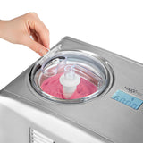 MAXXMEE Eismaschine Edelstahl mit Kompressor, LCD-Display und Timer zur schnellen Zubereitung von bis zu 1,5 l Milcheis und Fruchteis.