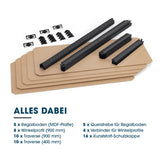EASYmaxx 2 in 1 Schwerlastregal & Werkbank mit MDF-Platten und Metallprofilen für stabilen Regal- und Werkbankaufbau.