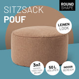 LUMALAND Comfort Line Sitzsack-Hocker 25x45 cm Braun, runder Sitzpouf, Indoor, 3in1 Fußablage, Tisch, hochwertiges Material, modern.