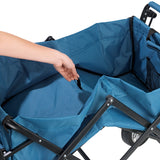 HOBERG faltbarer Bollerwagen mit Dach in Blau, robust, schnell aufbaubar und praktisch für Freizeit und Hobby.