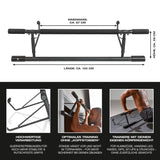 FitEngine - Klimmzugstange für den Türrahmen schwarz/grau, stabile Montage ohne Bohren, bis 130 kg belastbar, für vielseitiges Körpergewichtstraining.