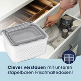 GOURMETmaxx Frischhaltedosen für Kühlschrank mit Abtropfsieb, luftdicht, stapelbar und aromafrisch für Obst und Gemüse.