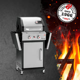 LANDMANN Gasgrill Triton PTS 2.0 silber mit 2 Edelstahl-Brennern, emailliertem Gusseisen-Grillrost und temperaturgeregeltem Deckel.
