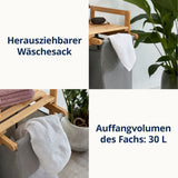 LUMALAND Bambus Wäschekorb mit ausziehbarem Wäschesack, 33x33x73 cm, dunkelgrau, 30 L Fassungsvolumen, stilvoll und praktisch.