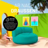 LUMALAND Sitzsack Lounge (320 L) türkis wetterfest für In- & Outdoor, leicht, langlebig und pflegeleicht mit verdecktem Reißverschluss.
