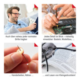 EASYmaxx Vergrößerungsbrille - Schwarz, leicht, komfortabel, über Brille tragbar, 160% Vergrößerung, ideal für Handarbeiten und Lesen.
