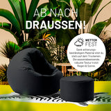 LUMALAND Sitzsack Pouf (50 L) Schwarz, wetterfest, multifunktional, leicht transportierbar, für in- & outdoor, pflegeleicht mit verdecktem Reißverschluss