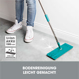 CLEANmaxx Wischmopp Easy Mopp - 2,5l in weiß/türkis mit elektrischem Frischwasserpumpensystem für einfache Bodenreinigung.