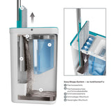 CLEANmaxx Wischmopp Easy Mopp mit 2,5l Tank, elektrische Frischwasserpumpe und getrenntem Schmutz- und Frischwassertank weiß/türkis.