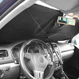 MAXXMEE Auto-Sonnenschutz für die Frontscheibe 145x79 cm silber in Regenschirm-Design schützt vor Wärme und UV-Strahlen im Fahrzeug.