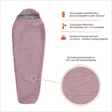 Where Tomorrow Camping Schlafsack Small & Light in Rose, wasserabweisend, atmungsaktiv, Kälteschutz bis -5 °C, mit Packmaß und Kissenfach.