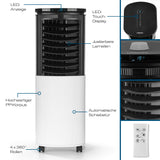 Hoberg Luftkühler mit Peltier-Element in schwarz/weiß mit 4 Geschwindigkeitsstufen, LED-Touch-Display und Fernbedienung.