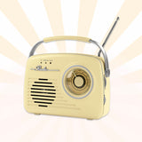 EASYmaxx Radio Retro 6V in Vanille, tragbares 50er Jahre AM/FM Radio mit Teleskopantenne, AUX, USB, SD-Slot und Bluetooth-Funktion.