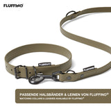 FLUFFINO® BioThane Hundeleine - 3-Fach verstellbar, 220 cm, Oliv aus veganem, wasserfestem BioThane, reißfest und leicht.