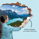 MAXXMEE Wandtattoo 3D "Kanadische Bergwelt" zeigt eine dreidimensionale Berglandschaft mit 3D-Effekt zum einfachen Aufkleben.