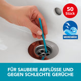 EASYmaxx Abflussreiniger-Stick Meeresbrise - 50er-Set zur schnellen Reinigung und Geruchsbeseitigung in Abflüssen mit Meeresbrise-Duft.