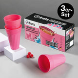 frats Trinkbecher 300ml - Selbstkühlend - 3er-Set in Pink, doppelwandig mit Kühlflüssigkeit, spülmaschinengeeignet, kein Verwässern der Getränke.