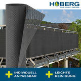 Hoberg Polyrattan Sicht- und Windschutz in Anthrazit, flexibel, blickdicht, UV-beständig, wasserabweisend, für Balkon und Terrasse geeignet.